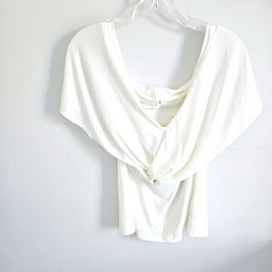 Anthropologie white draped blouse